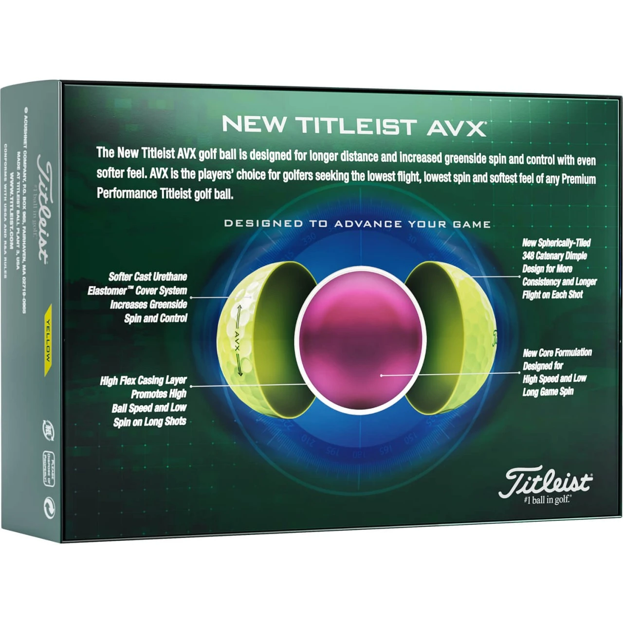 Titleist AVX 2022 Golfbälle - 12er Pack, Gelb 5 Titleist AVX 2022 Golfbälle - 12er Pack, Gelb – Bild 3